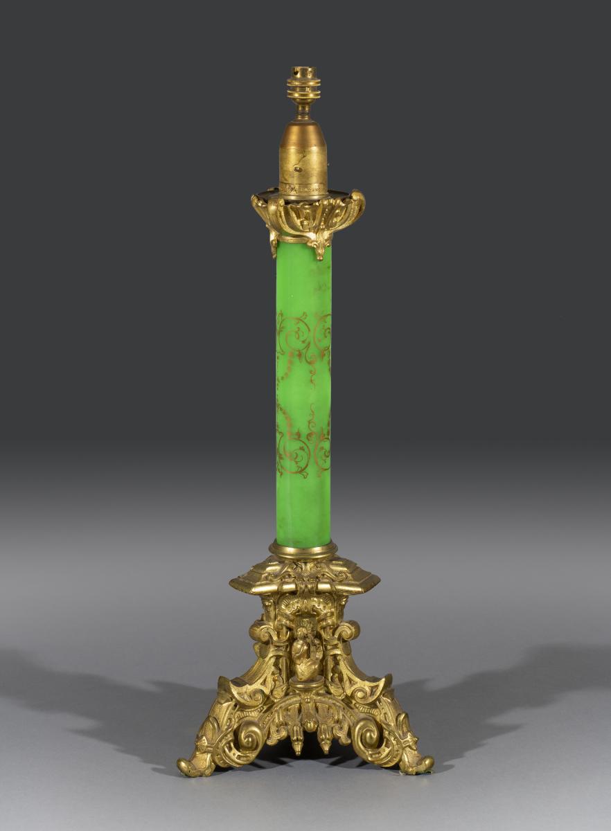 19th Century Glass and Ormolu Lamp