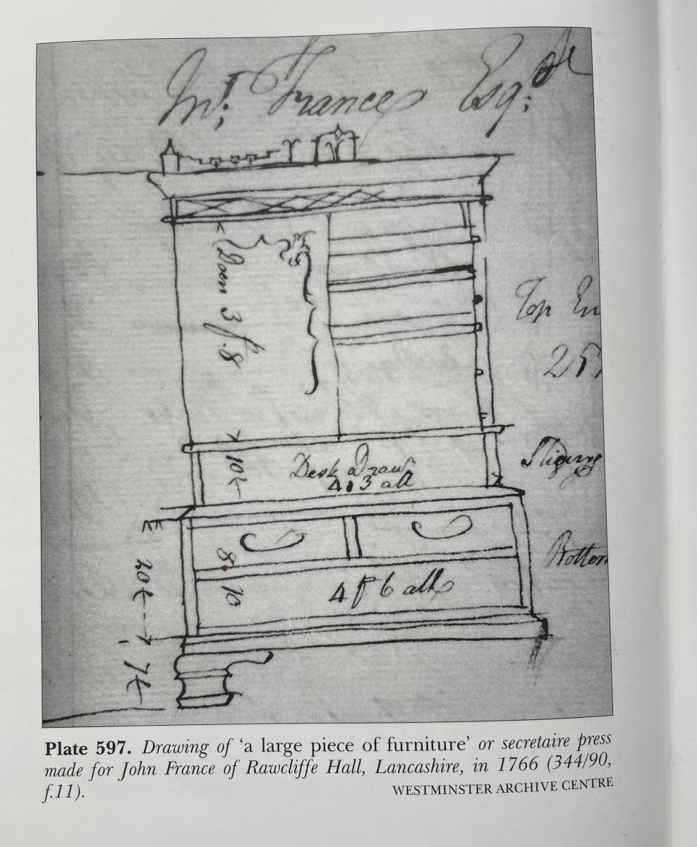 George III Gillow Mahogany Chest - sketch