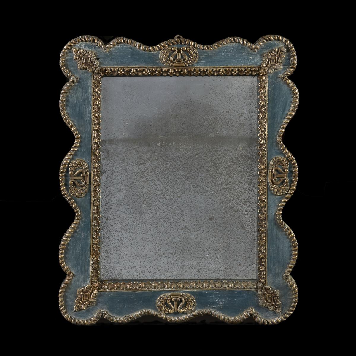 19th Century Blue and Silver Gilt Mirror