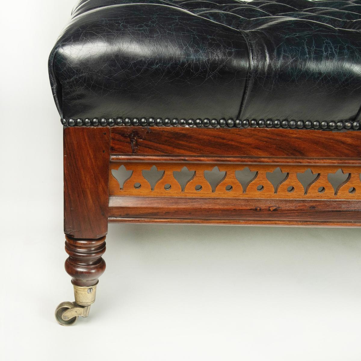 large Victorian leather stool