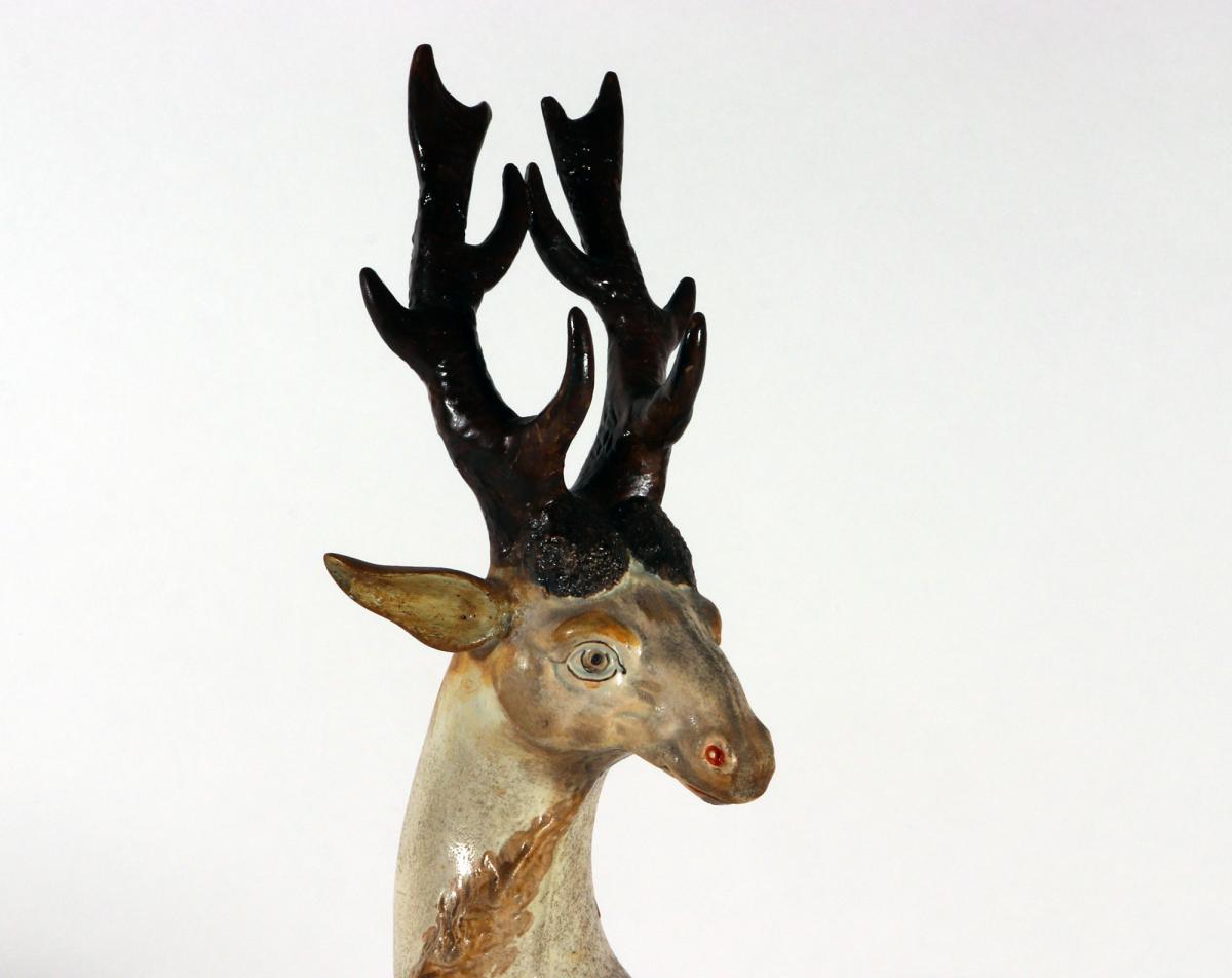 Staffordshire Pottery Figure of A Recumbent Stag