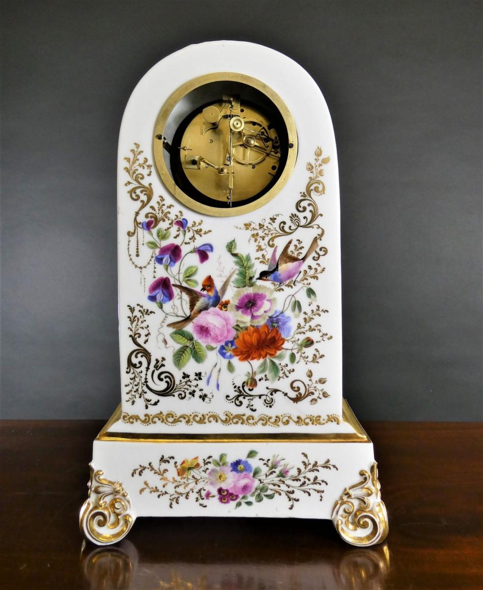 French Porcelain Mantel Clock by Raingo Freres, Paris | BADA