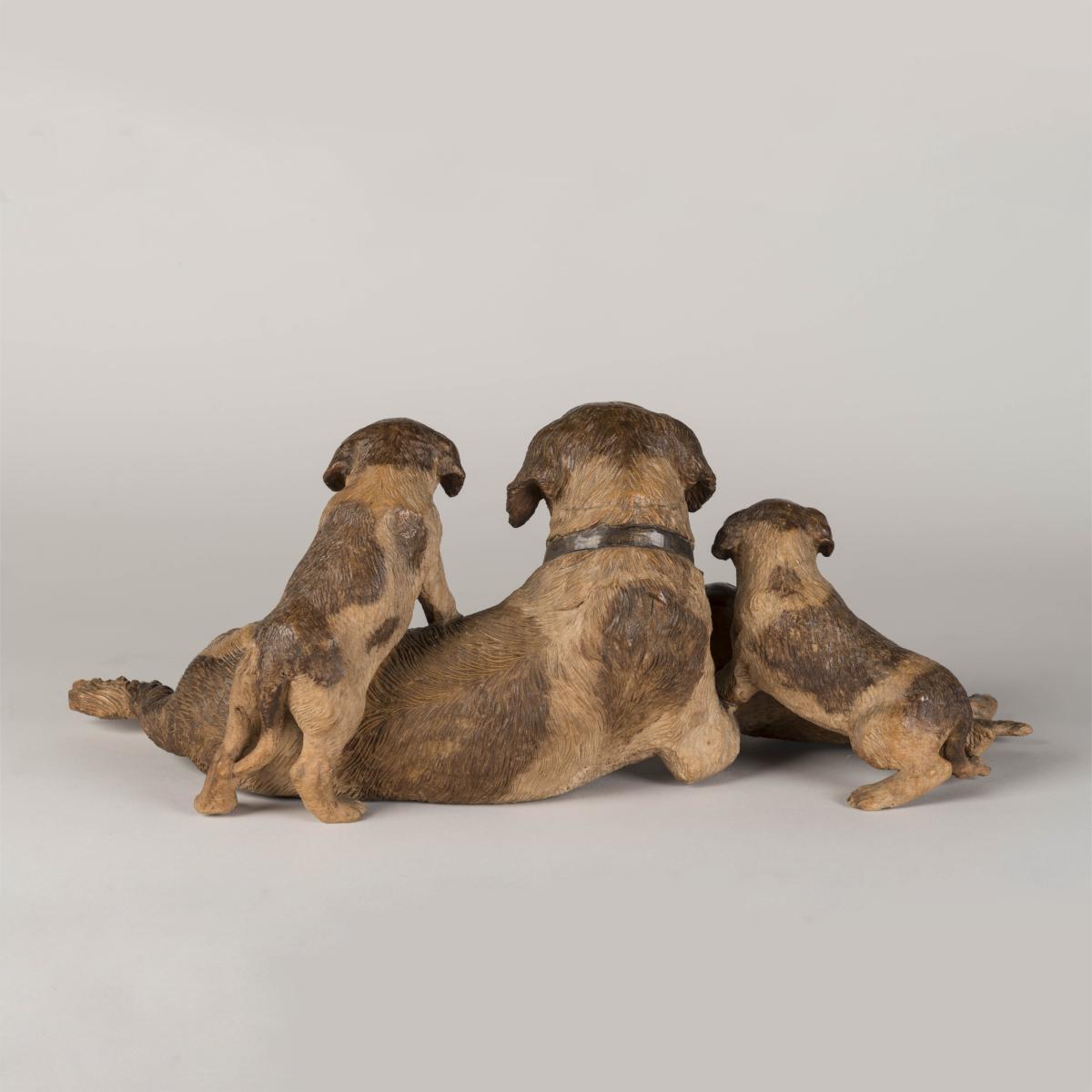 19th Century Swiss 'Black Forest' Carved Dog Group