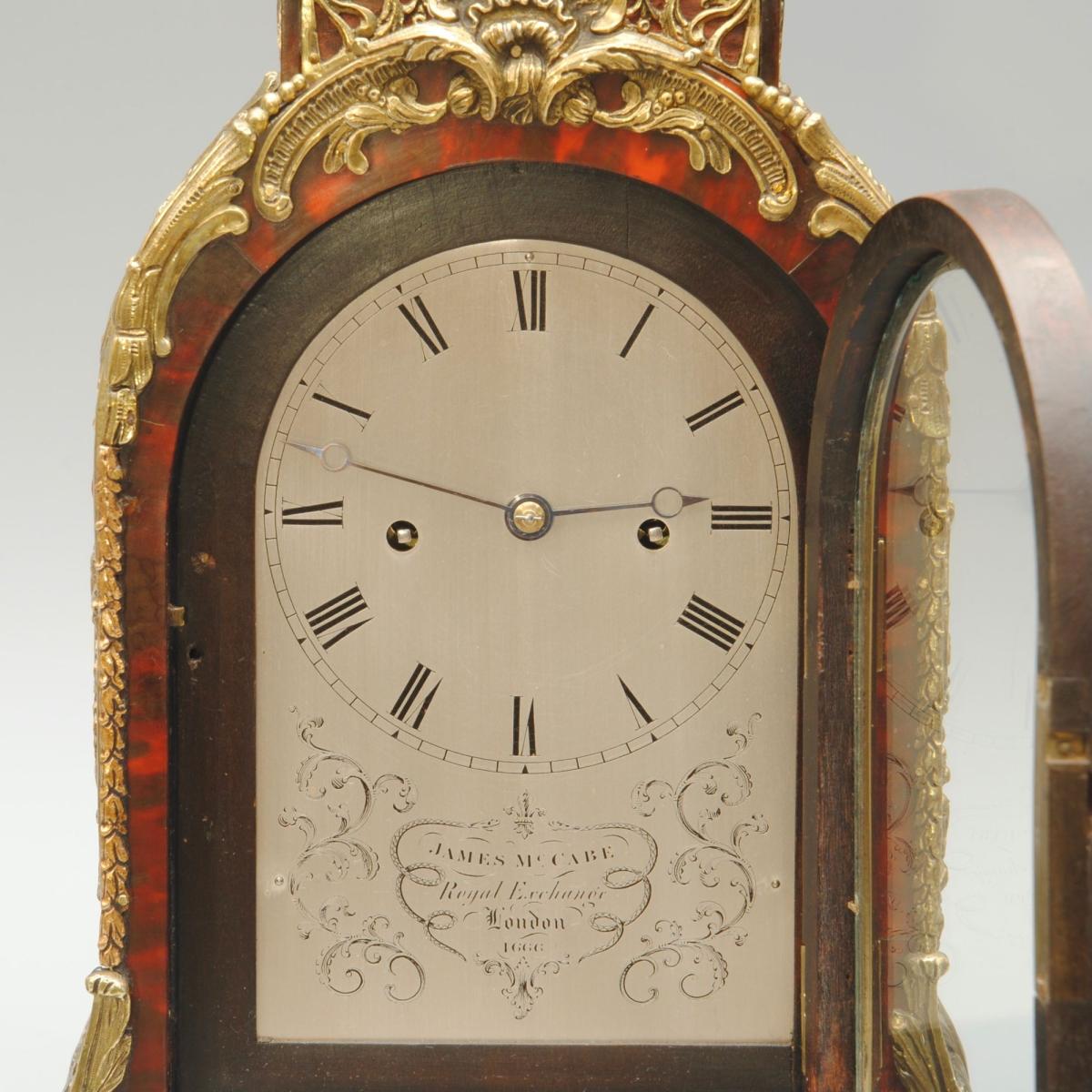 James McCabe Tortoiseshell and Ormolu Mounted Mantle Clock No. 1666