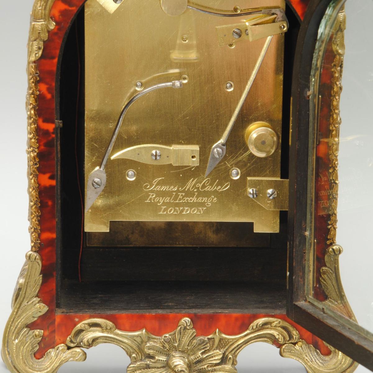 James McCabe Tortoiseshell and Ormolu Mounted Mantle Clock No. 1666