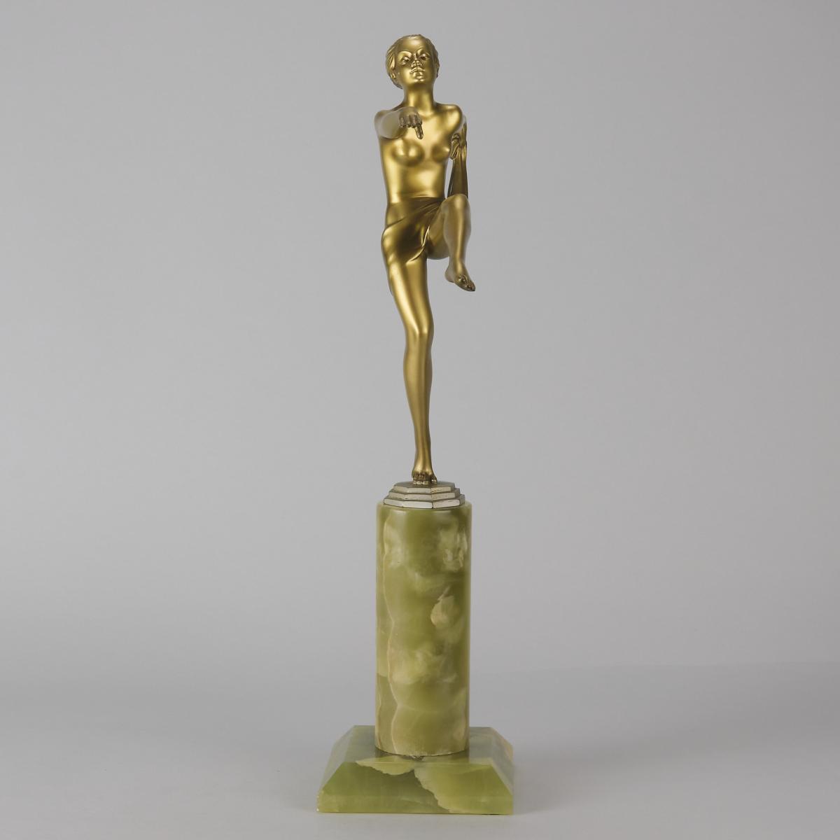 Art Deco Cold-Painted bronze sculpture entitled "Scarf Dancer" by Josef Lorenzl Circa: 1925