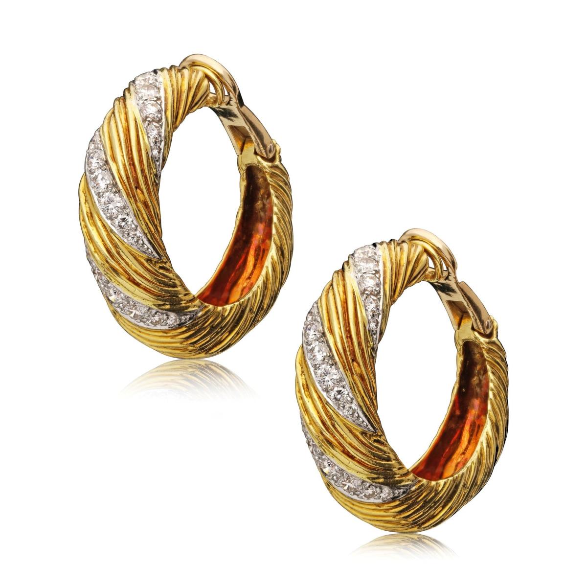 18ct gold and diamond hoop earrings