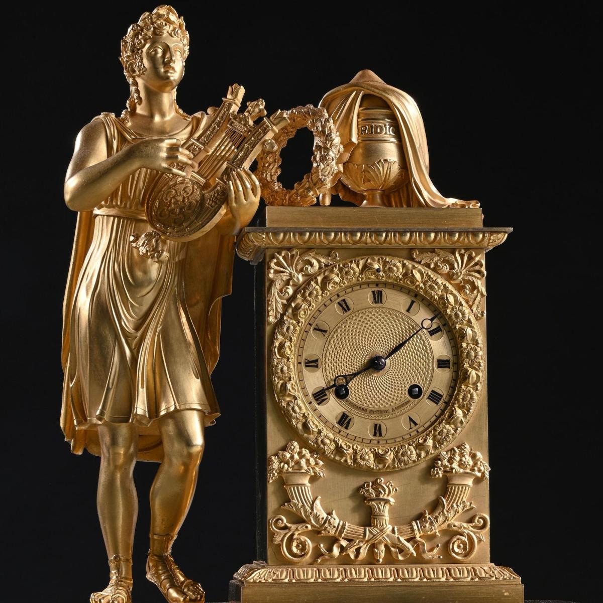 French Empire Period Gilt Bronze Mantel Clock
