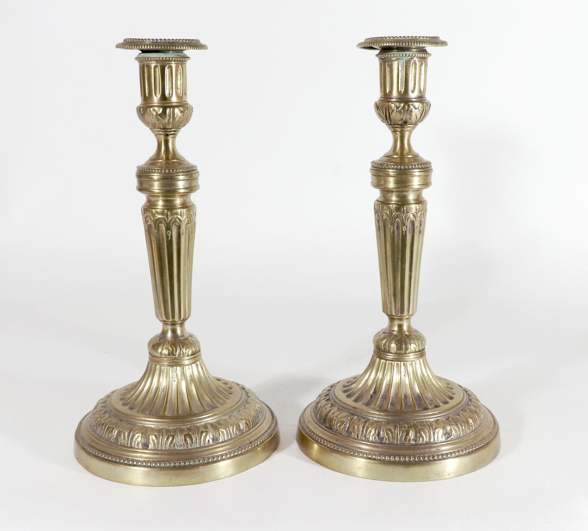 French Brass Candlesticks, Circa 1780
