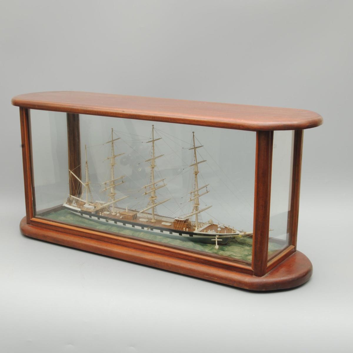 19th Century Sailor Work Bone Model of a Four Masted Schooner Named Peggy