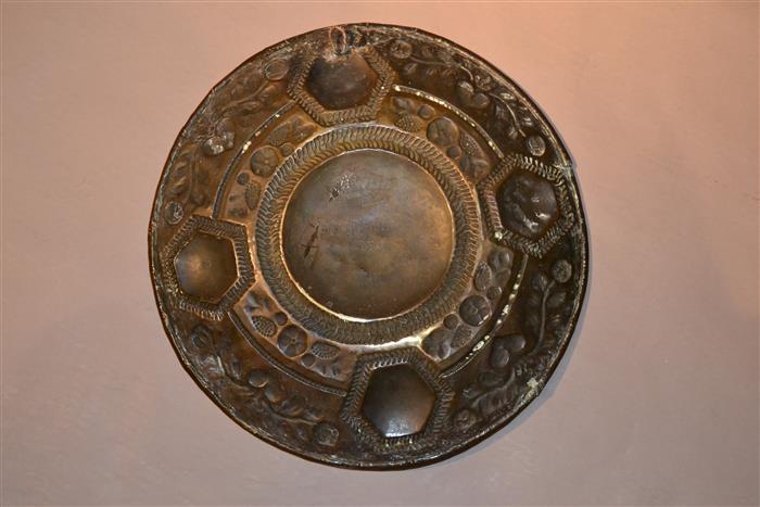 18th century brass inscribed dish