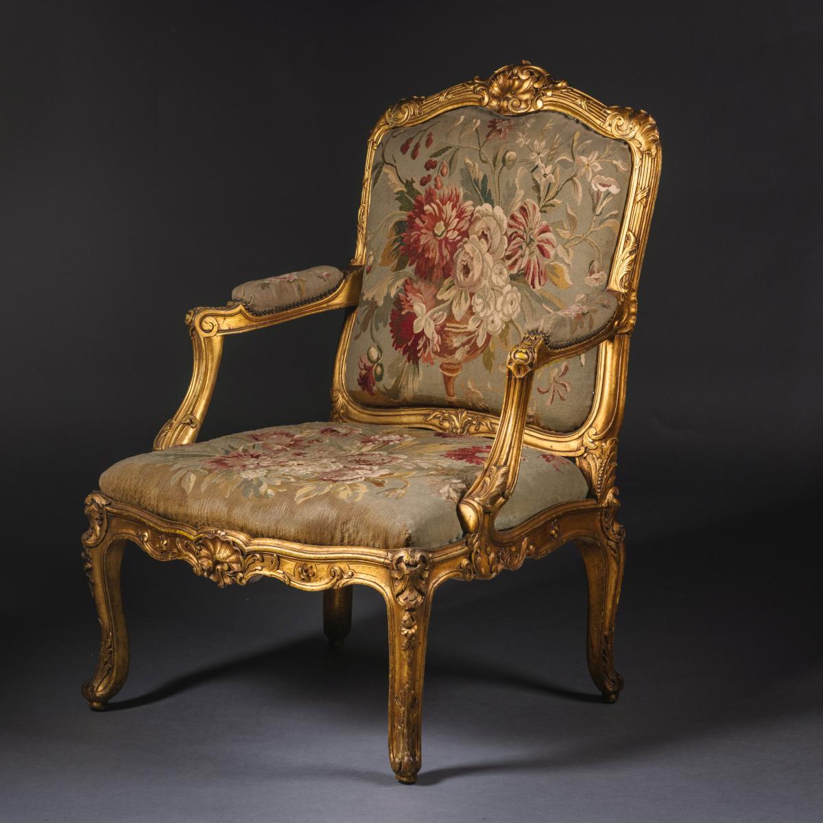 A Napoleon III Giltwood Armchair In The Manner of Michel-Victor Cruchet