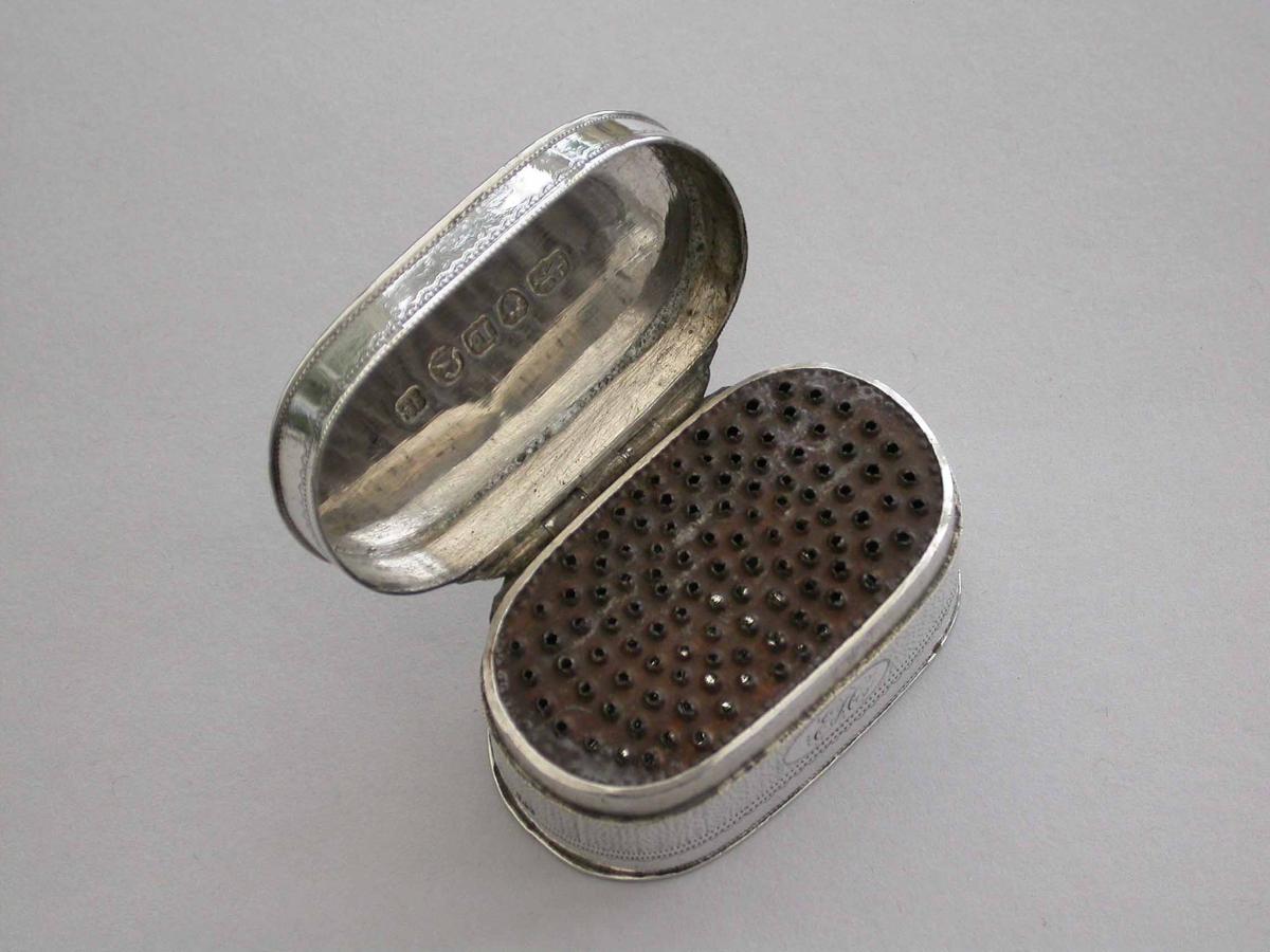 George III Bright-Cut Engraved Silver Nutmeg Grater