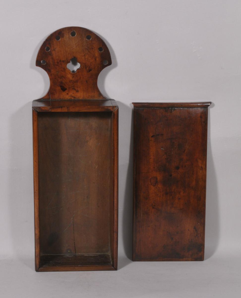 S/5398 Antique Treen Early 19th Century Cherry Wood Candle Box
