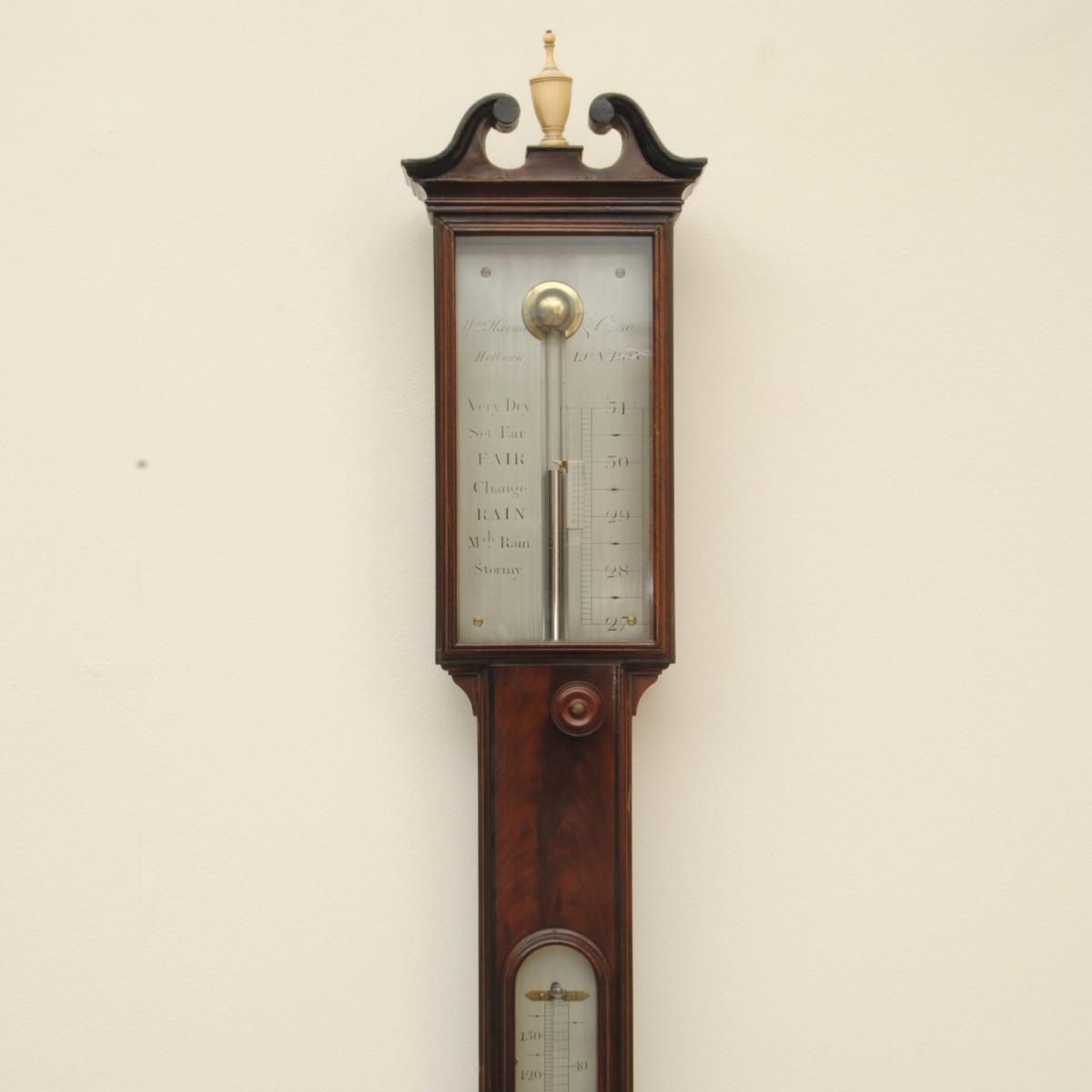 A Fine Regency Period Mahogany Stick Barometer by Harris, London