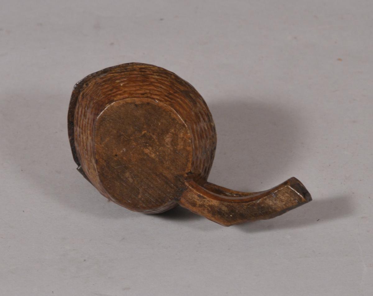 S/5399 Antique Treen Late Victorian Carved Wood Ink Well in the form of a nut