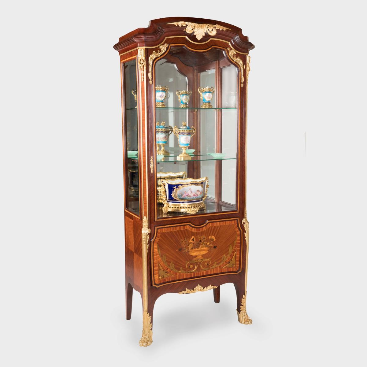 A Pair of Marquetry Display Cabinets By Edmund Kahn