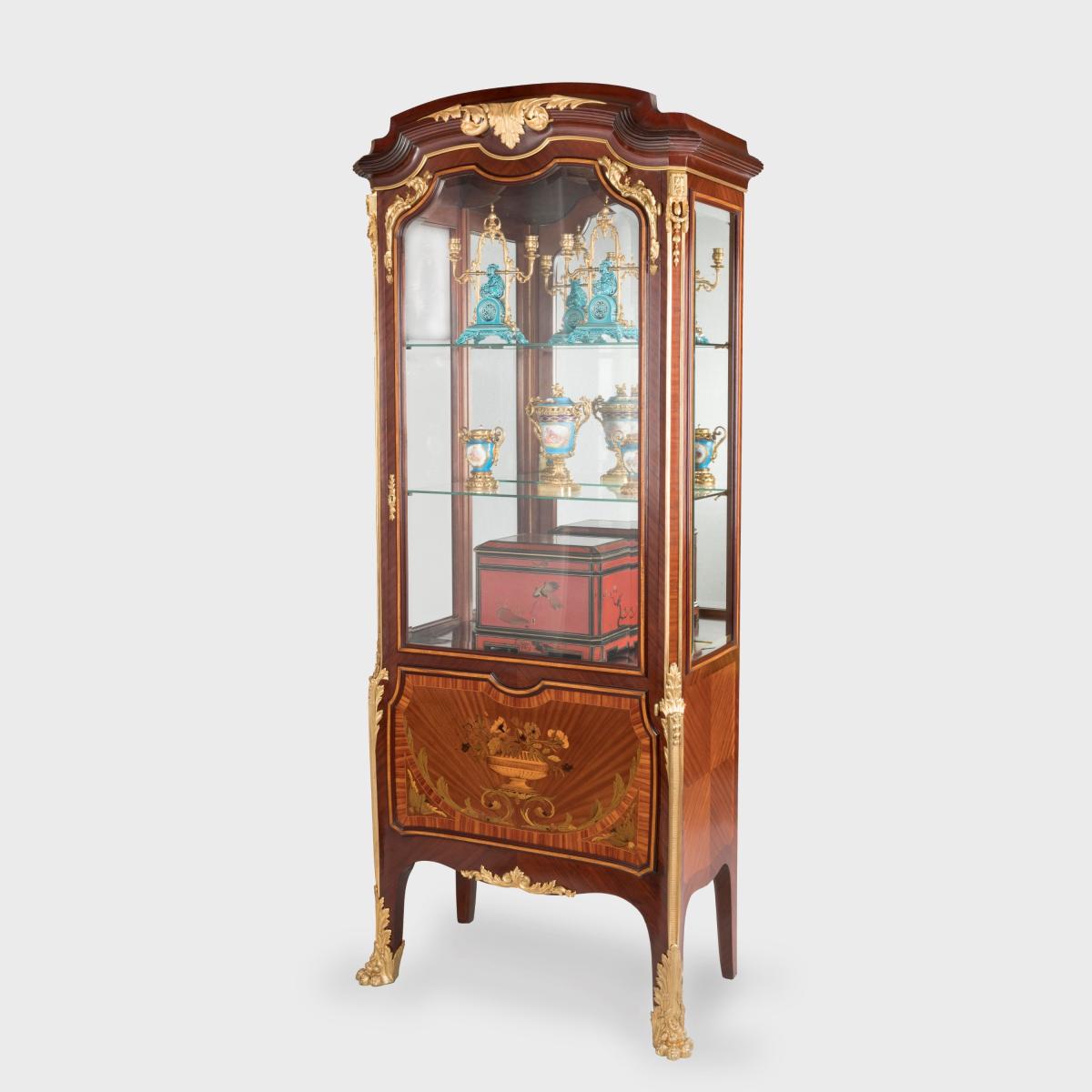 A Pair of Marquetry Display Cabinets By Edmund Kahn
