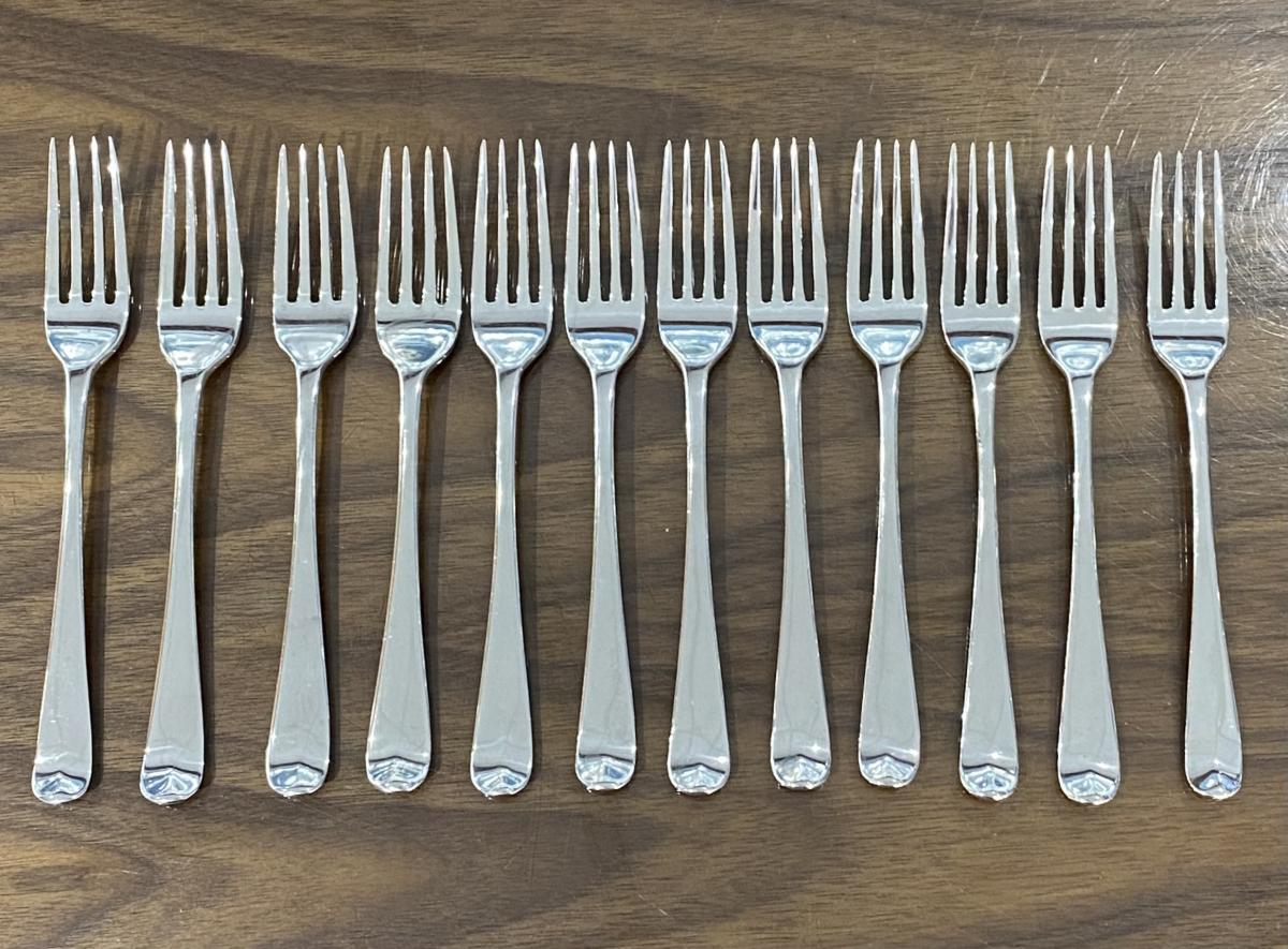 Georgian old English silver dessert forks 1802 Eley and Fearn