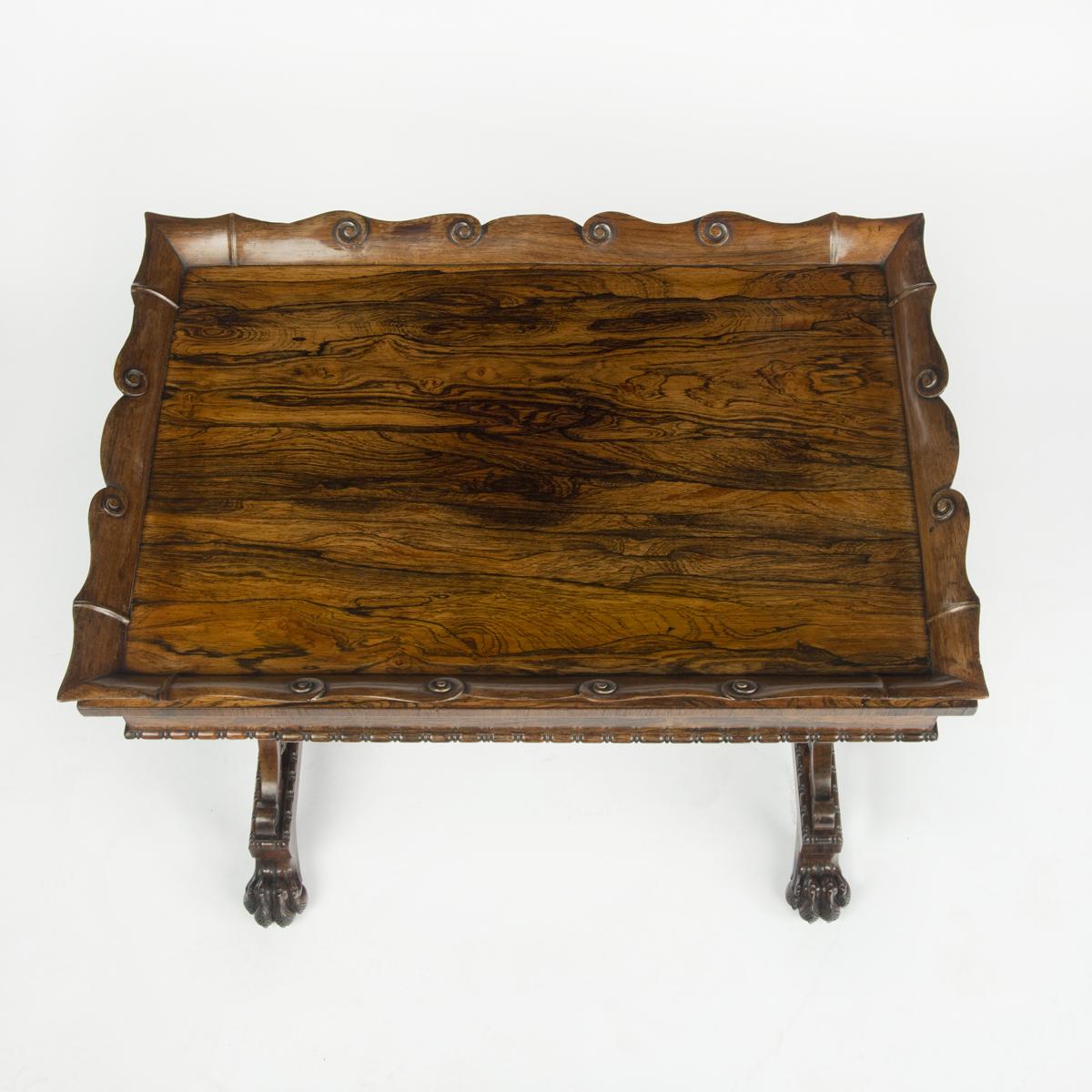 George IV rosewood tray top table, attributed to Gillows