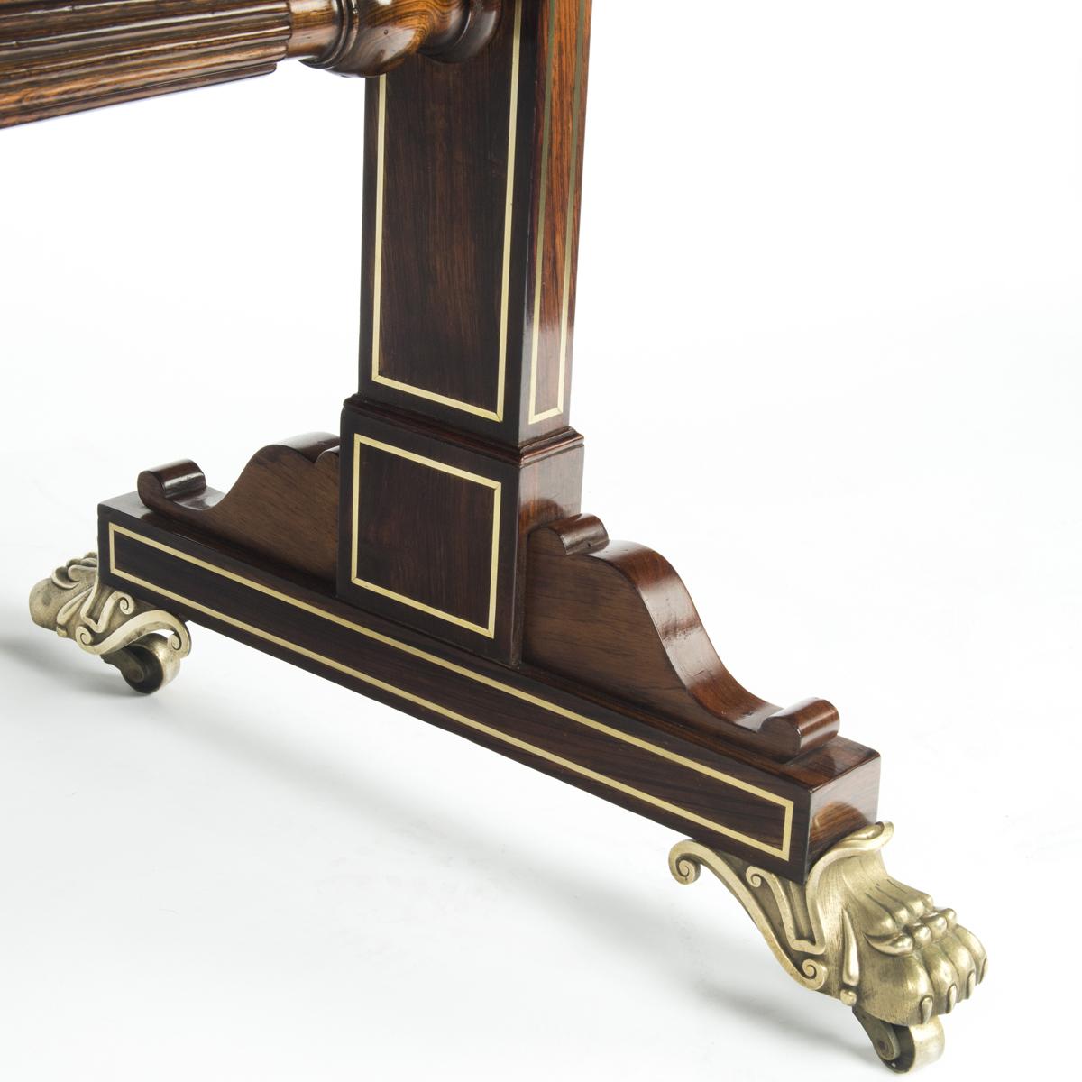 Regency rosewood free standing end support writing table