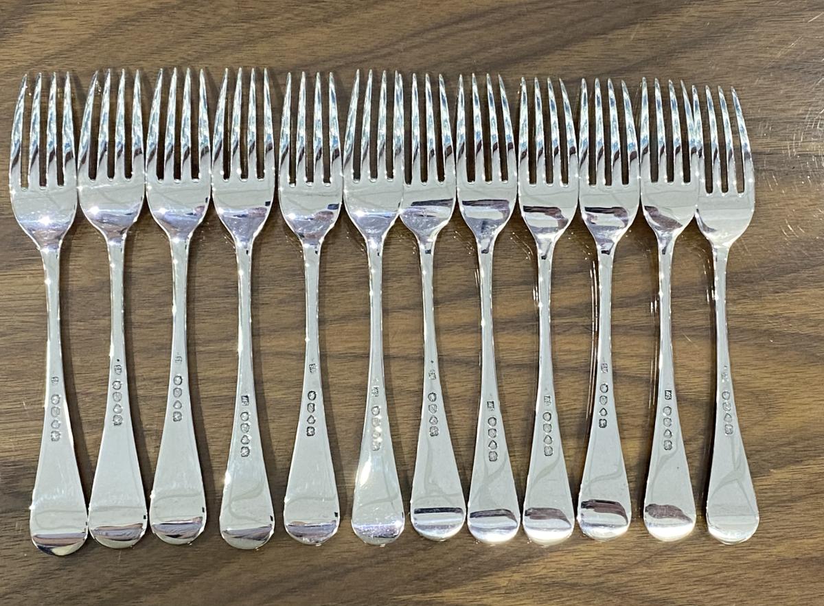 Old English Silver Dessert Forks 1859 George Whiting