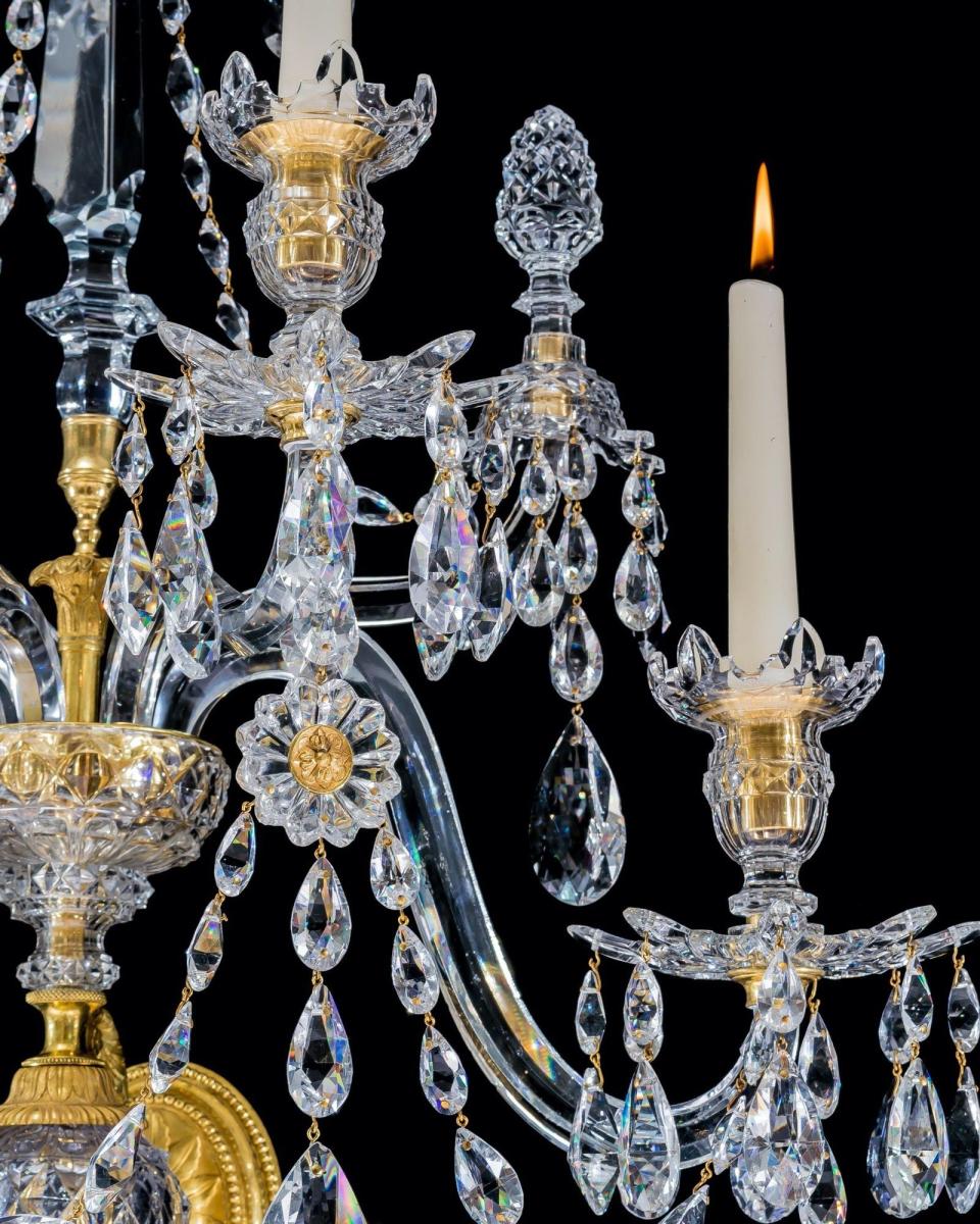 An Exceptional Pair of George III Ormolu Mounted Cut-Glass Wall Lights by William Parker