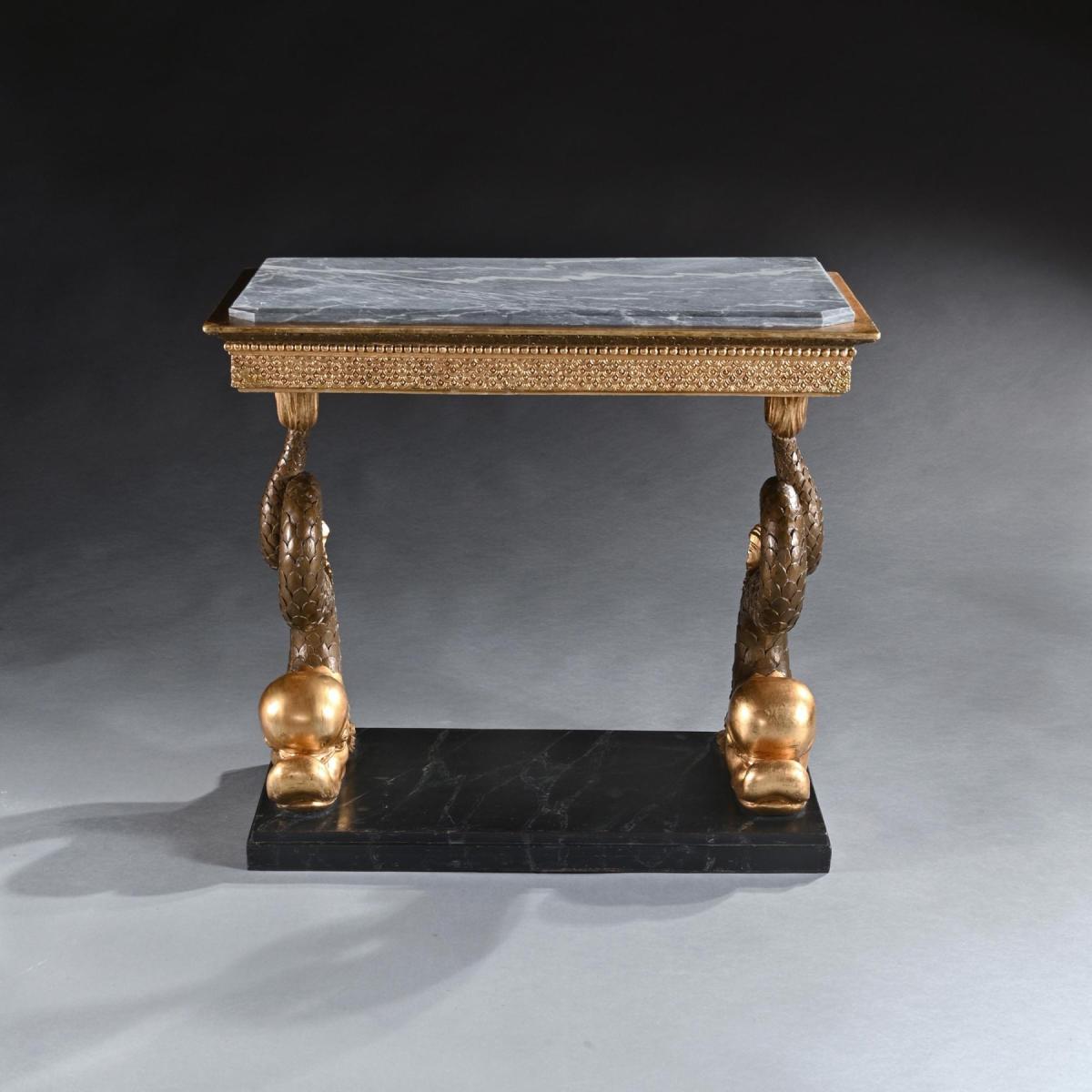 Late Gustavian 19th Century Swedish Gilt Console Table