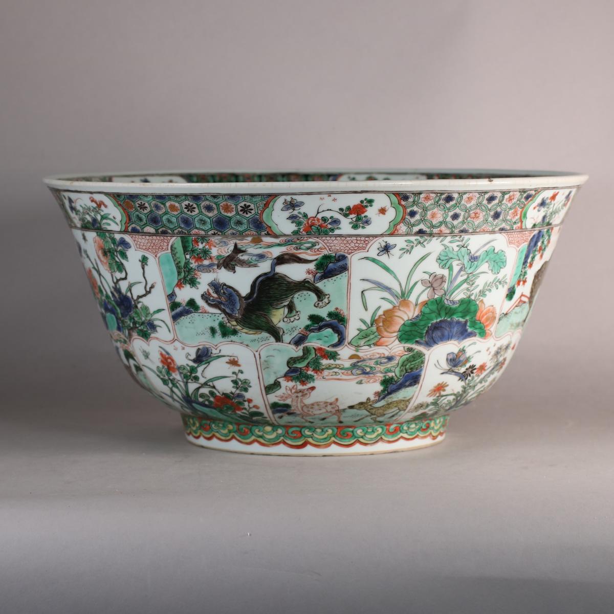 famille verte bowl with mythical beasts