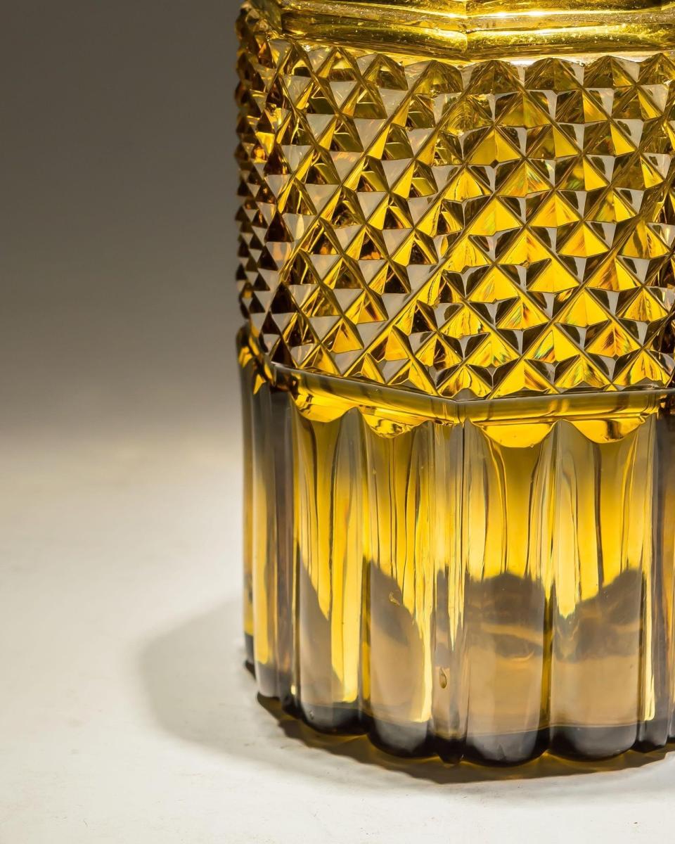 A Rare Amber Cut Glass Decanter