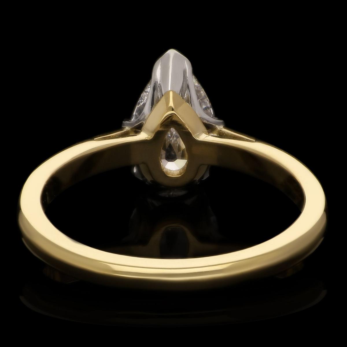 Hancocks 1.00ct Antique Cut Pear Shape Diamond Solitaire Ring In 18ct Gold