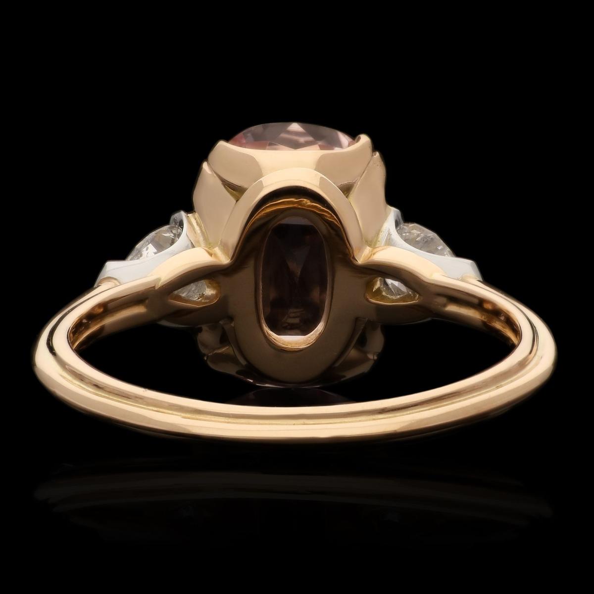 Hancocks 3.25ct Padparadscha Sapphire Ring With Pear Shape Diamond Shoulders