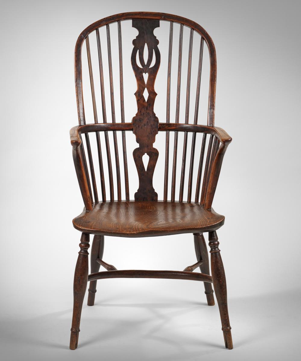 Nineteenth Century yew and elm high back windsor armchair