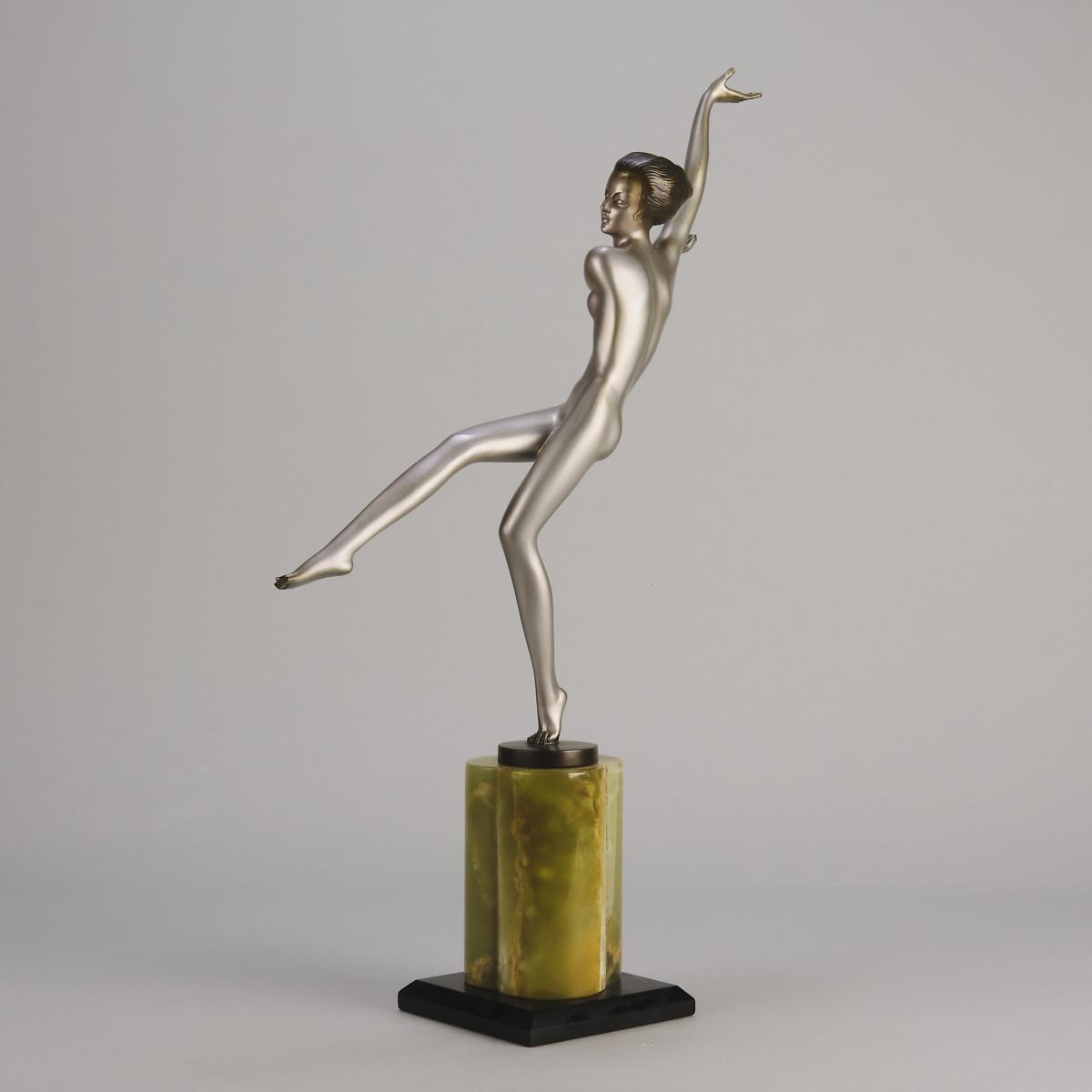 20th Century Cold-Painted Austrian Bronze Entitled "Leg Out" by Josef Lorenzl