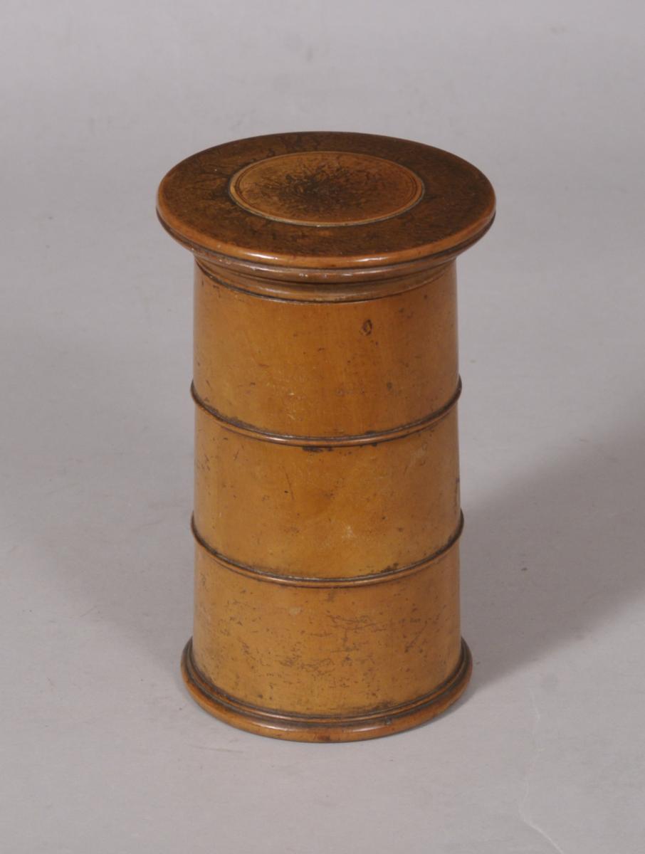 S/5438 Antique Treen 19th Century Three Tier Sycamore Spice Tower