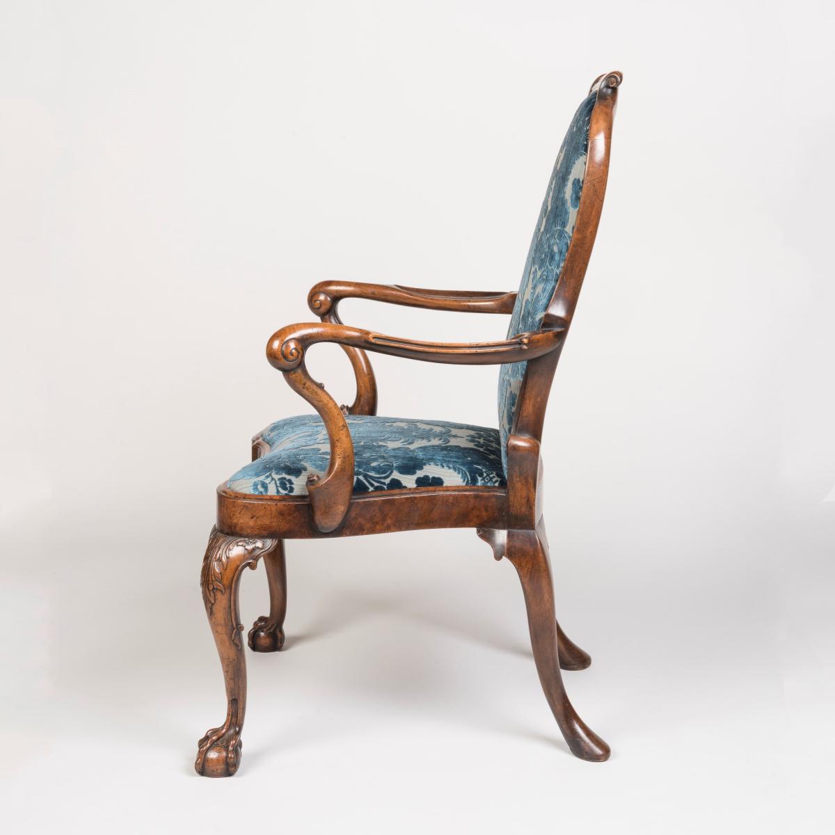 Walnut George II Style Armchairs