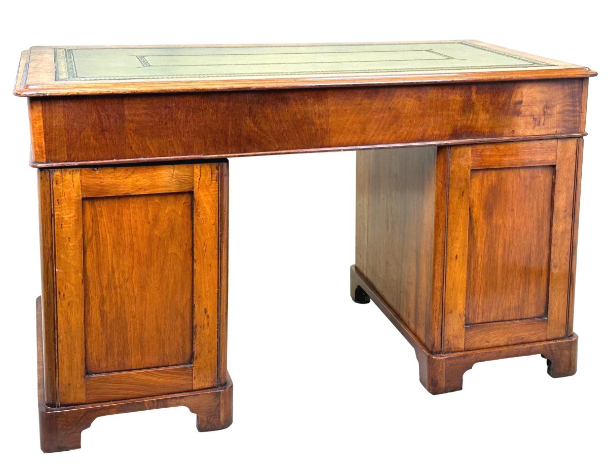 19th Century Burr Walnut Pedestal Desk