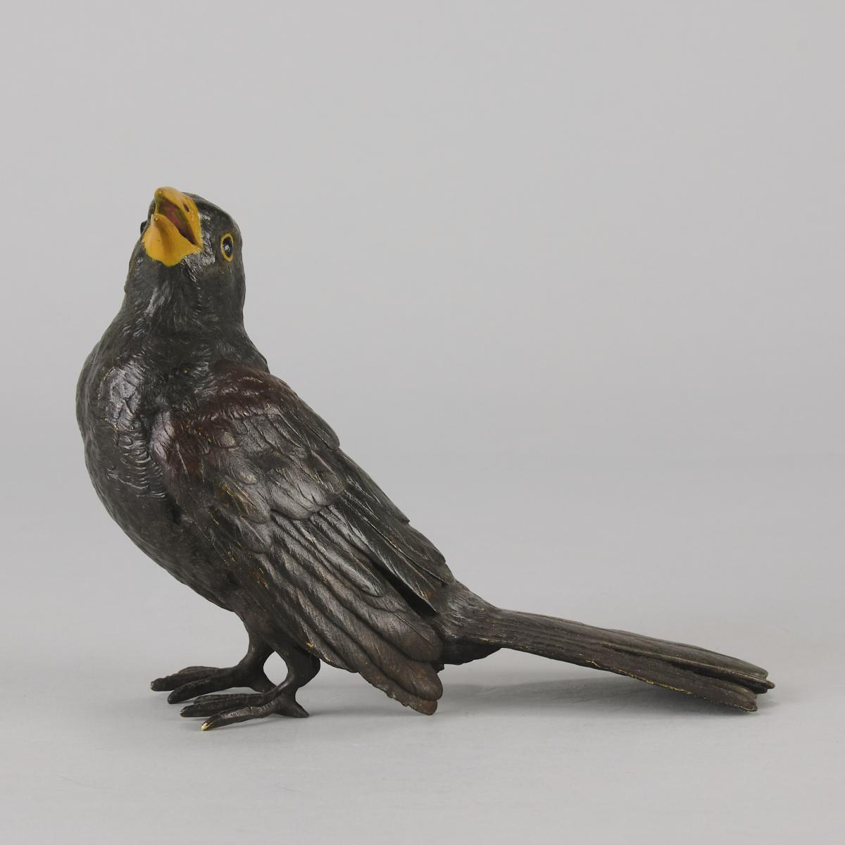 Austrian Cold-Painted Bronze entitled "Blackbird" by Franz Bergman