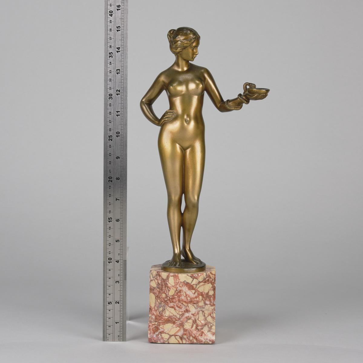 Art Nouveau Bronze Sculpture Entitled "Cleopatra and Asp" by Schnauder