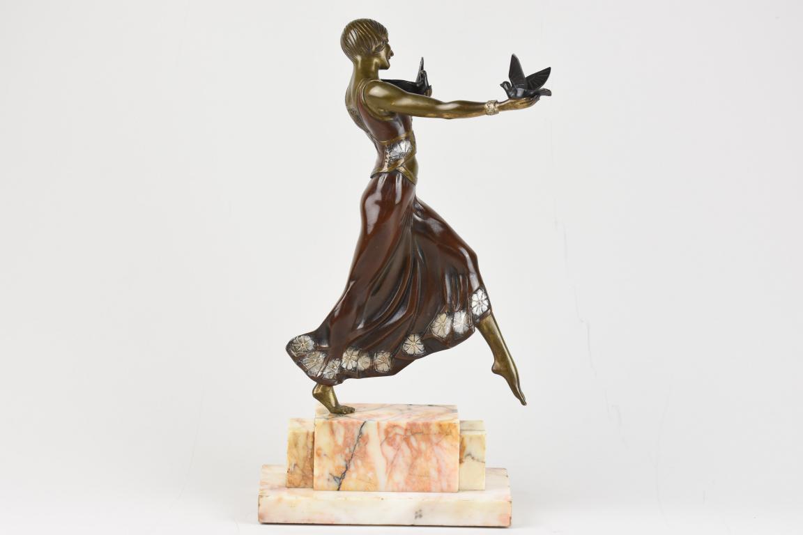 French Art Deco bronze dancer by Jean Lormier