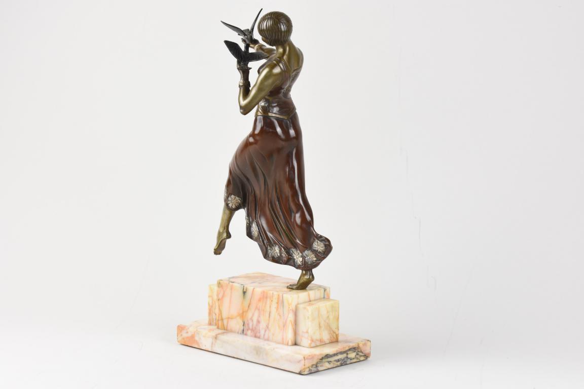French Art Deco bronze dancer by Jean Lormier