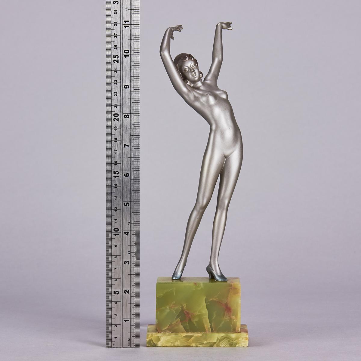 Early 20th Century Cold-Painted Austrian Bronze entitled "Stretched Dancer" by Josef Lorenzl