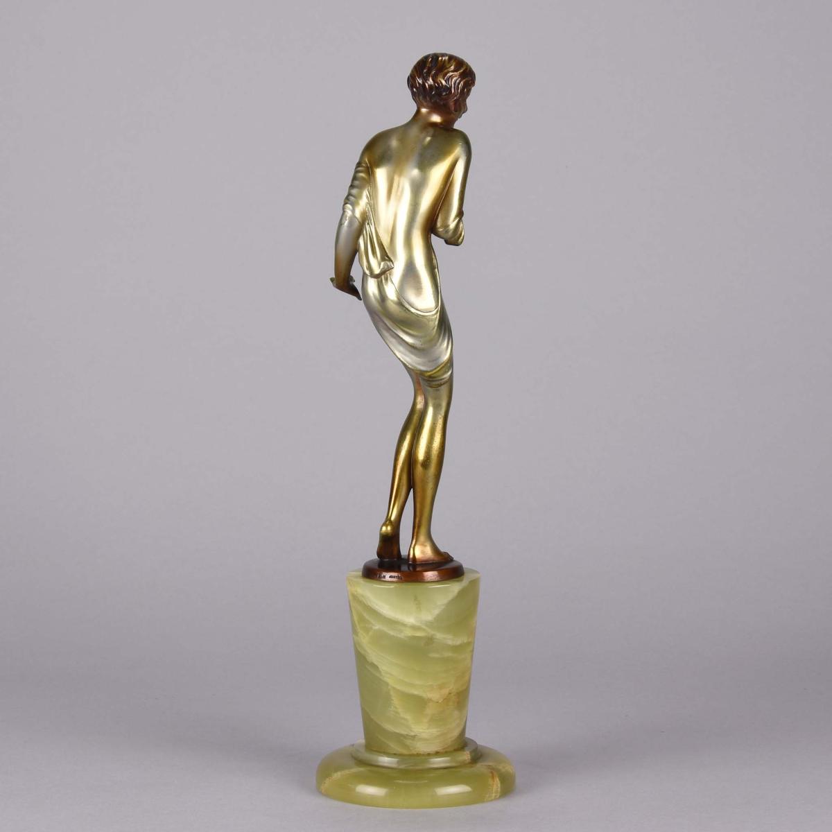 Early 20th Century Austrian Cold-Painted Bronze "Modesty" by Josef Lorenzl