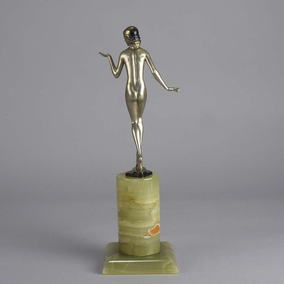 Cold-Painted Bronze entitled "Art Deco Lady" by Josef Adolf - Circa 1930