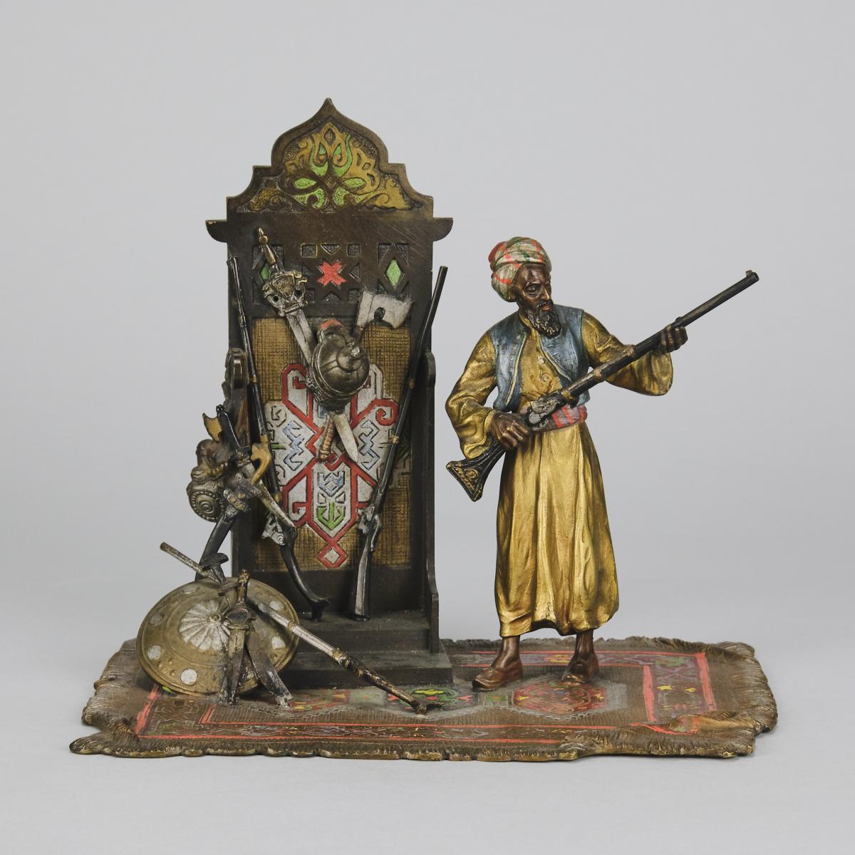 Early 20th Century Cold Painted Bronze entitled "Arms Dealer" by Franz Bergman