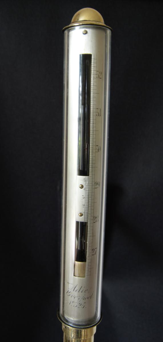 Patrick Adie - London. Brass-cased Kew-Pattern Marine Stick Barometer, Numbered 325, Circa 1860.