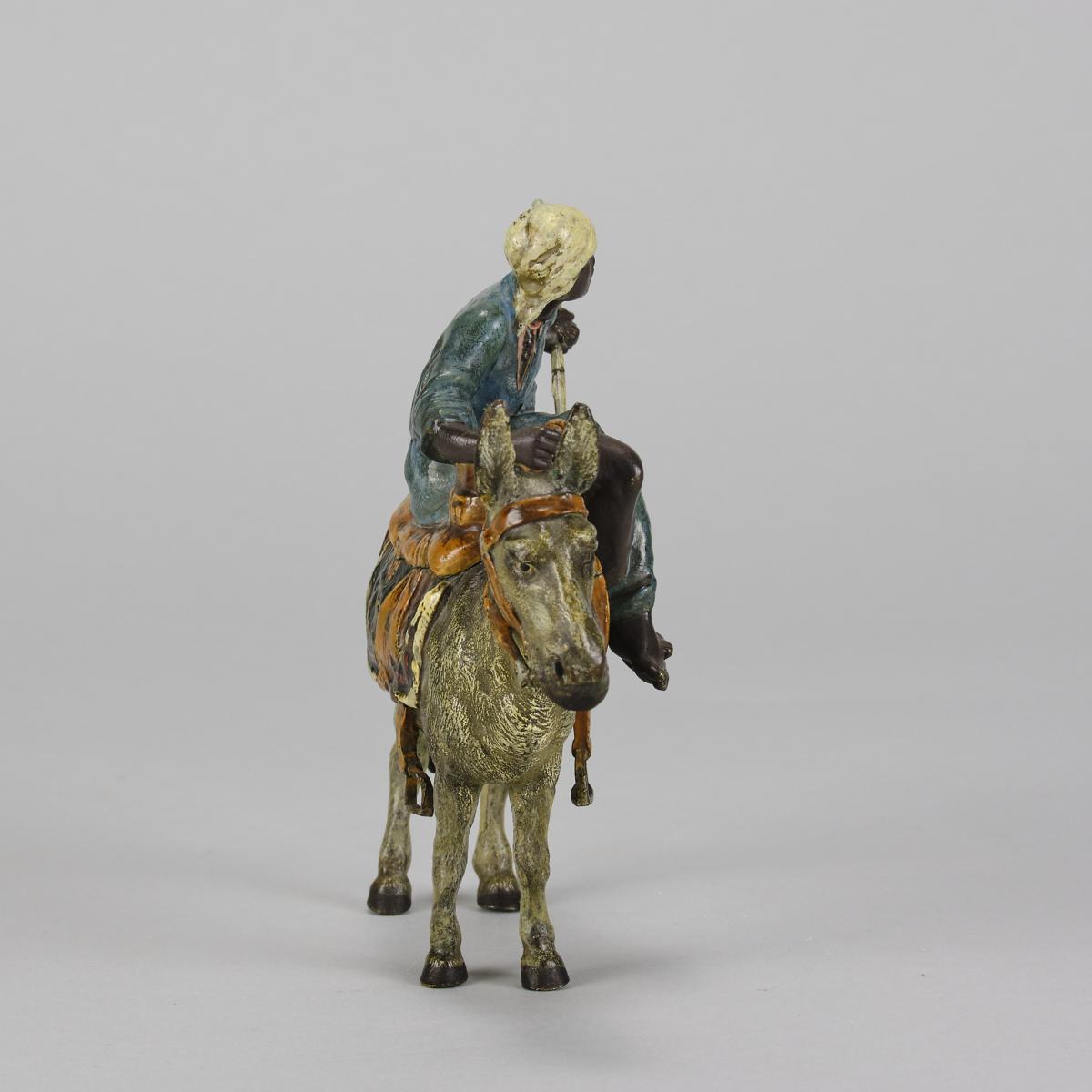 Cold-Painted Austrian Bronze entitled "Tradesman & Donkey" by Franz Bergman