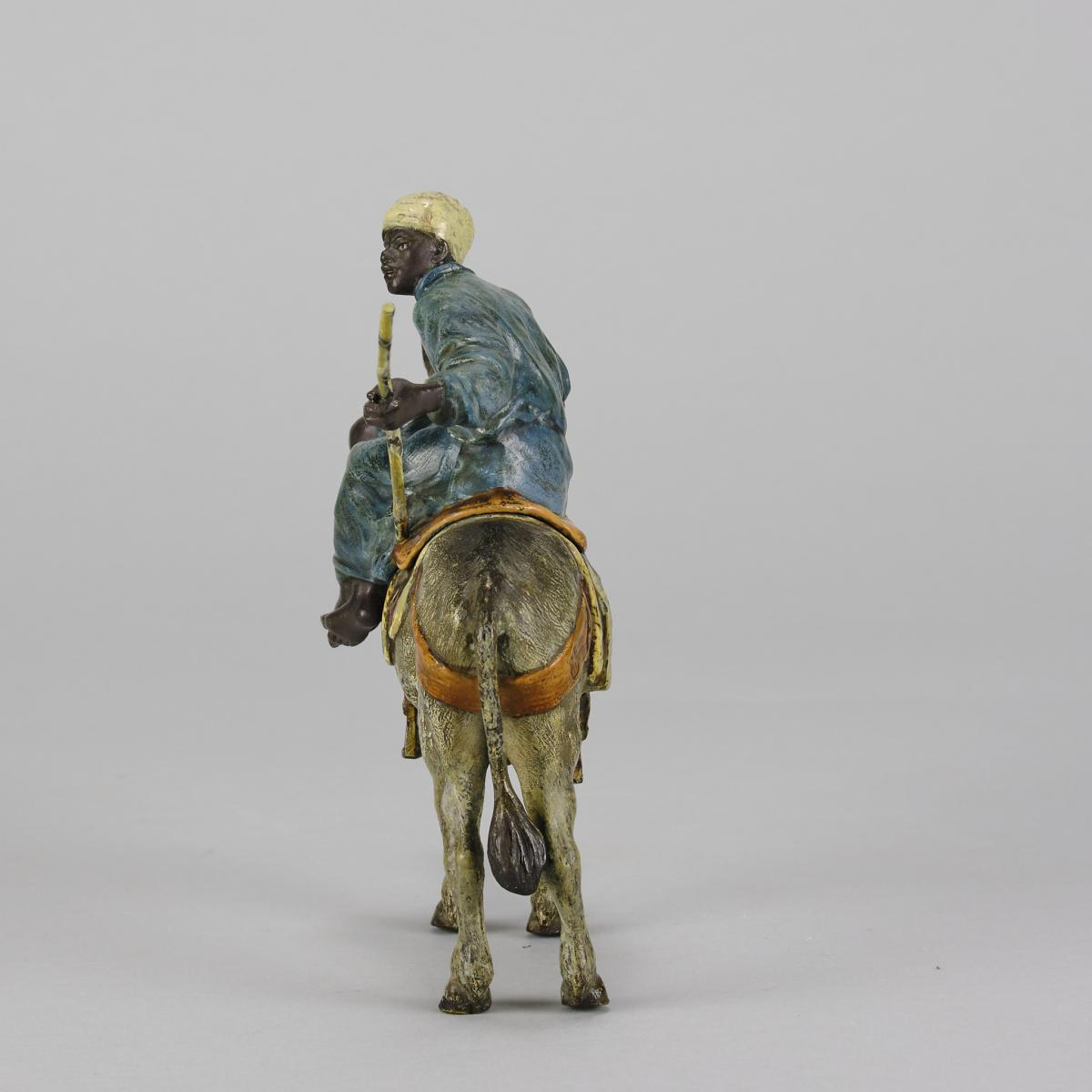 Cold-Painted Austrian Bronze entitled "Tradesman & Donkey" by Franz Bergman