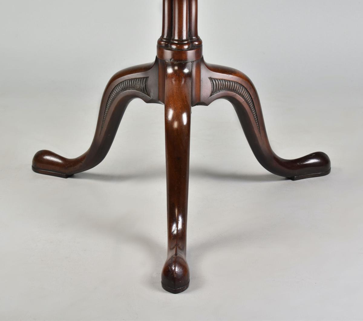 Pair George III period mahogany torcheres on cluster column stems, c.1770