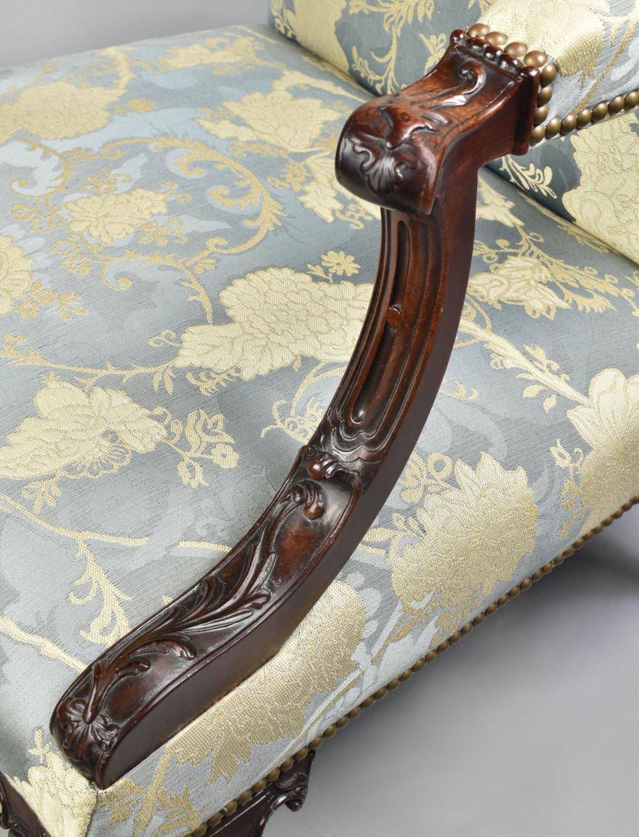 An exceptional George III mahogany Gainsborough chair attributed to Thomas Chippendale, c.1766